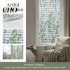 Privacy Window Cover Reeded Glass Film Non Adhesive Frosted Sun Blocking Opaque Decal Cling Hanging Green Plants Decorative Sticker for Bathroom Fresh