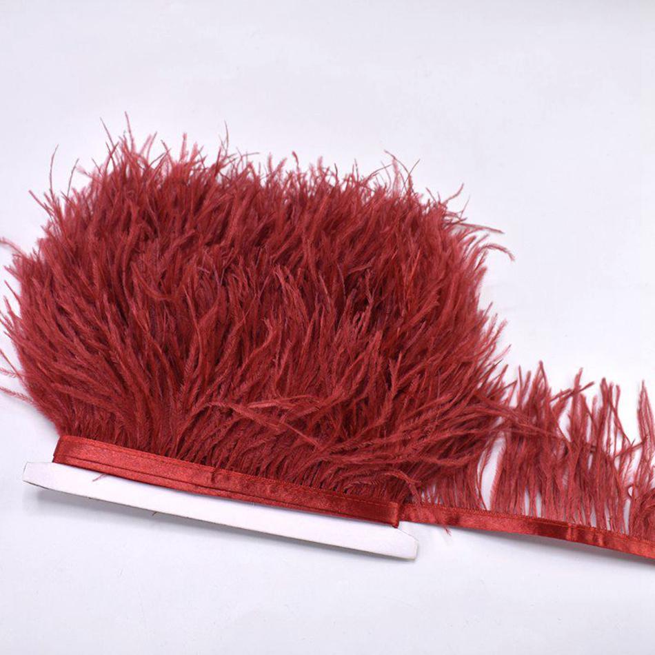 100CM Natural Ostrich Feather Trim Ribbon Crafts DIY Boho Wedding Dresses Sewing White Plume Tape Party Home Decoration