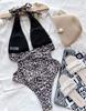 Micro Bikini Sexy Women's Swimsuit Leopard Stitching Cutout One Piece Swimsuit Women's Swimwear Women's Swimsuit Brazil Beachwear