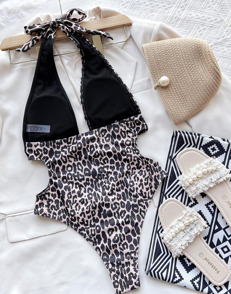 Micro Bikini Sexy Women's Swimsuit Leopard Stitching Cutout One Piece Swimsuit Women's Swimwear Women's Swimsuit Brazil Beachwear