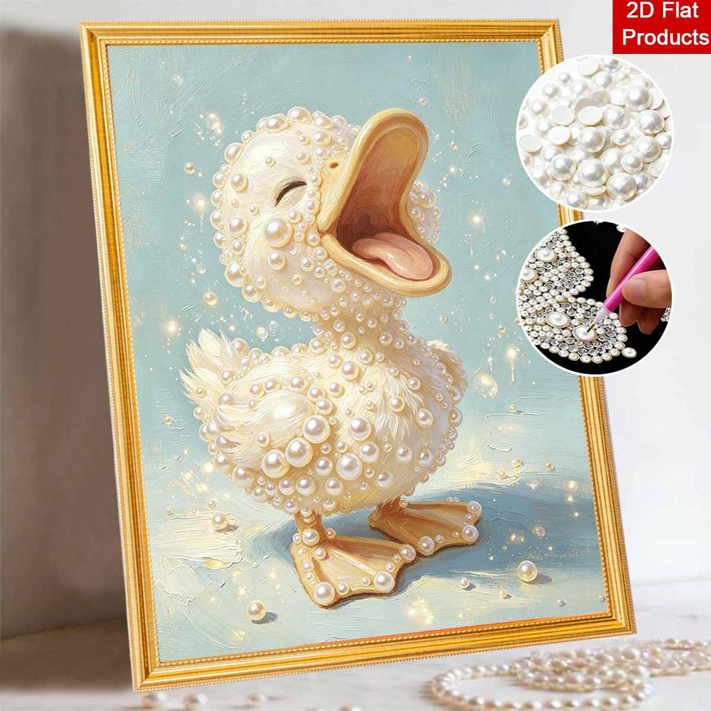 Очаровательный набор для рисования жемчугом «Утка» DIY 3D Сверкающая картина на холсте с бусинами Расслабляющее ручное творчество Подарок для женщин для декора стен дома