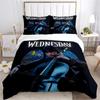 Dark Style Girl with Braids Print Bedding Set, Black & Purple Bed Linen(1 * duvet cover + 2 * pillowcase, without core)