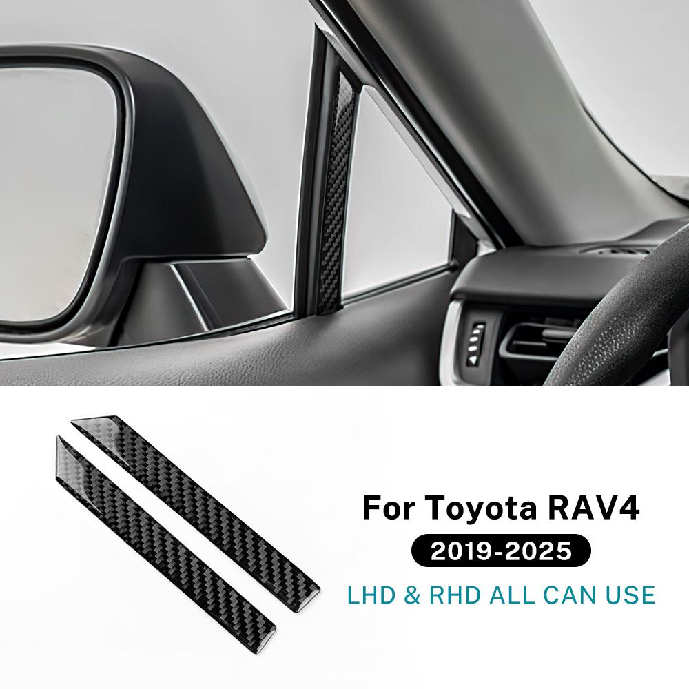Real Soft Carbon Fiber Sticker For Toyota RAV4 XA50 2019 2020 2021 2022 2023 2024 2025 LHD RHD Car A-pillar Decorative Strip