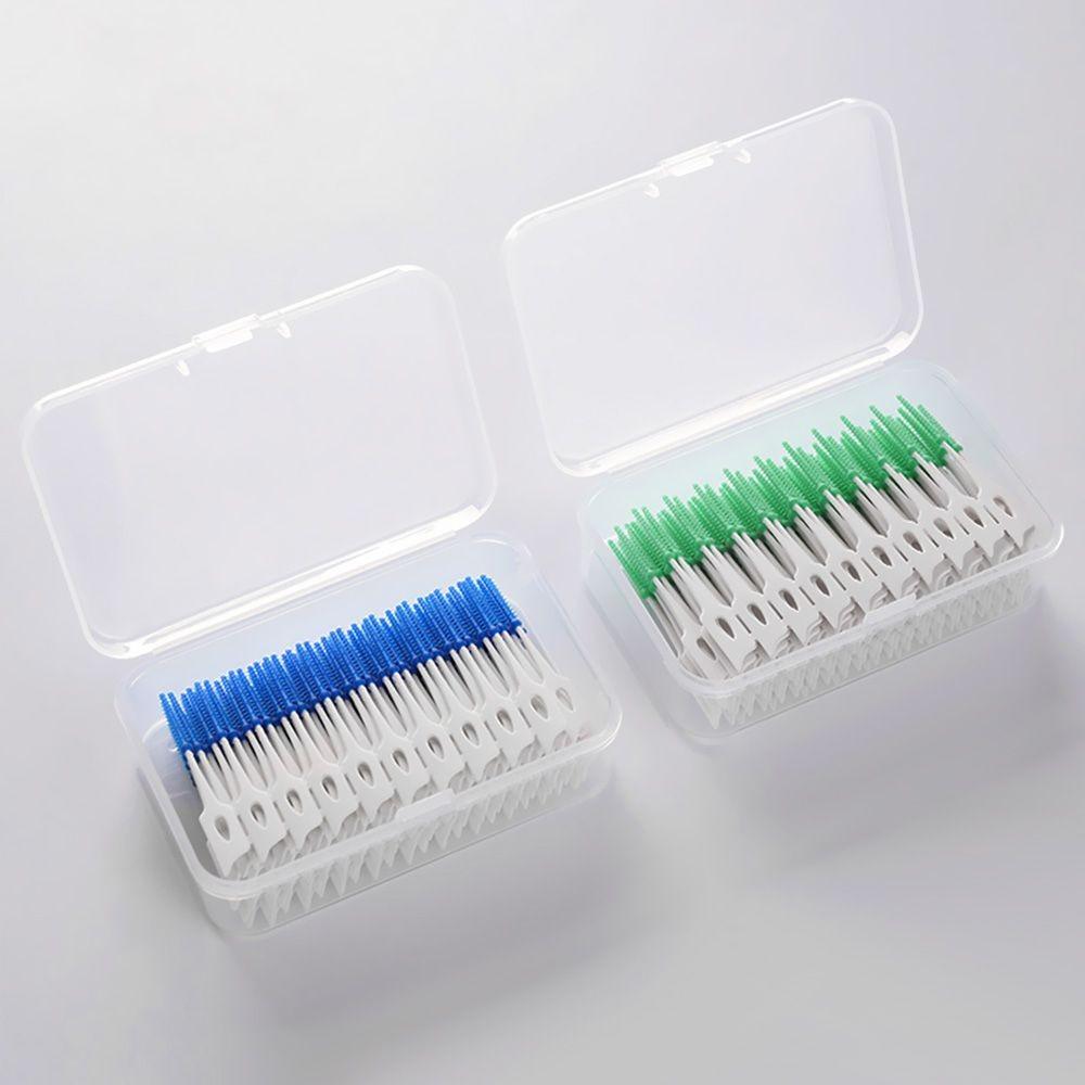 160pcs/box Soft Dental Floss Pick Gum Massage Toothpick Floss Silicagel Interdental brush  Unisex