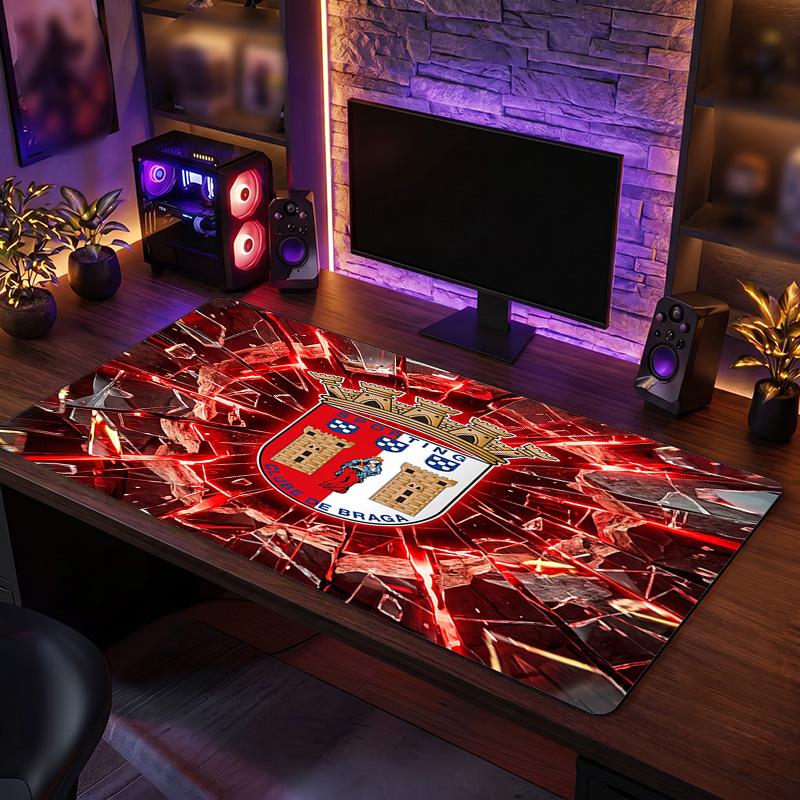 Braga FC Theme Pattern Mouse Pad, Soccer Logo Design XXL Gaming Desk Mat Non-Slip Computer Mouse Pad