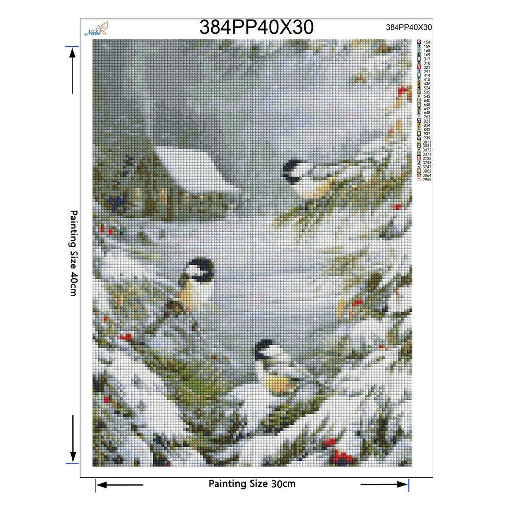 Зимние птицы на снегу 5D Алмазная картина Картина паста Алмазная вышивка