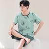 Мужская пижама летняя хлопковая с коротким рукавом мужская с рисунком круглая горловина домашняя одежда комплект Loungewear Hombre