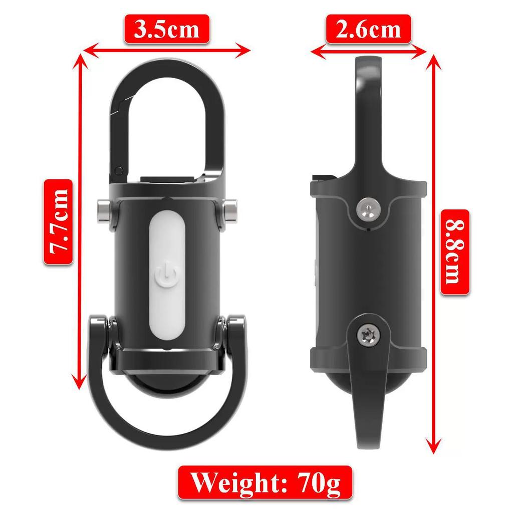 Keychain Flashlight, USB-C Rechargeable COB Torch, Red Blue White Light, Multifunctional Portable Power Bank