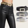 Punk Sequin Belt Rhinestone Square Buckle Y2K Girl Waistband PU Leather Wide Waistband  Outdoor