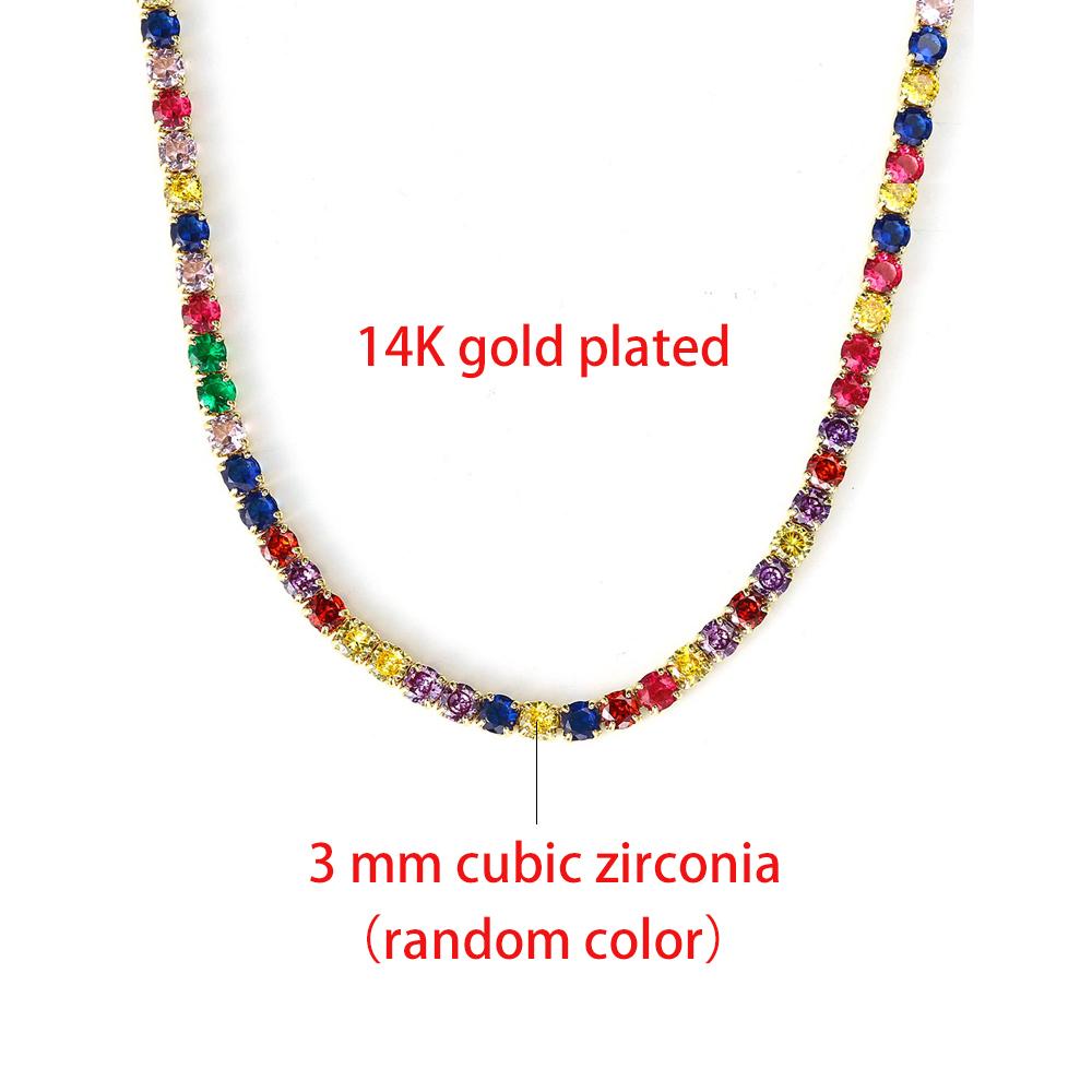 Теннисные колье-чокеры Женские Хип-Хоп Ледяные AAA+ Кубический цирконий Золотая цепочка Женские украшения на шею Кристалл OHN099