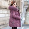 Пуховик для мамы среднего возраста, женский, зимний, новый стиль, воротник из натурального меха лисы, теплая куртка средней длины на утином пуху