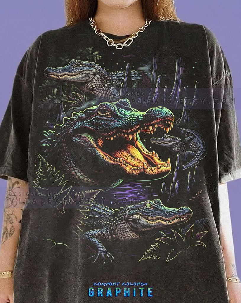 Alligator Crocodile Reptile G4Tor Swamp Wildlife Comfort Colors® Tshirt, Nature Wildlife Lover Predator Everglades Retro Bootleg Tees,