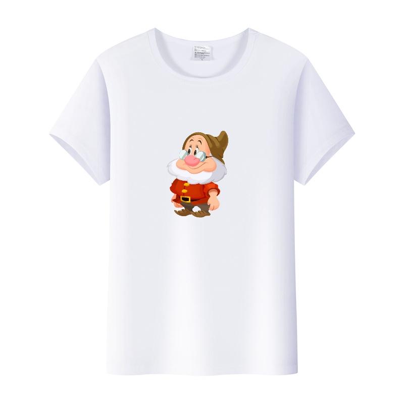Fashion Unisex Cartoon Tees Seven Dwarfs Shirt Summer Tops Aesthetic White T-Shirts 2000s Clothes Y2k Goth Blouse
