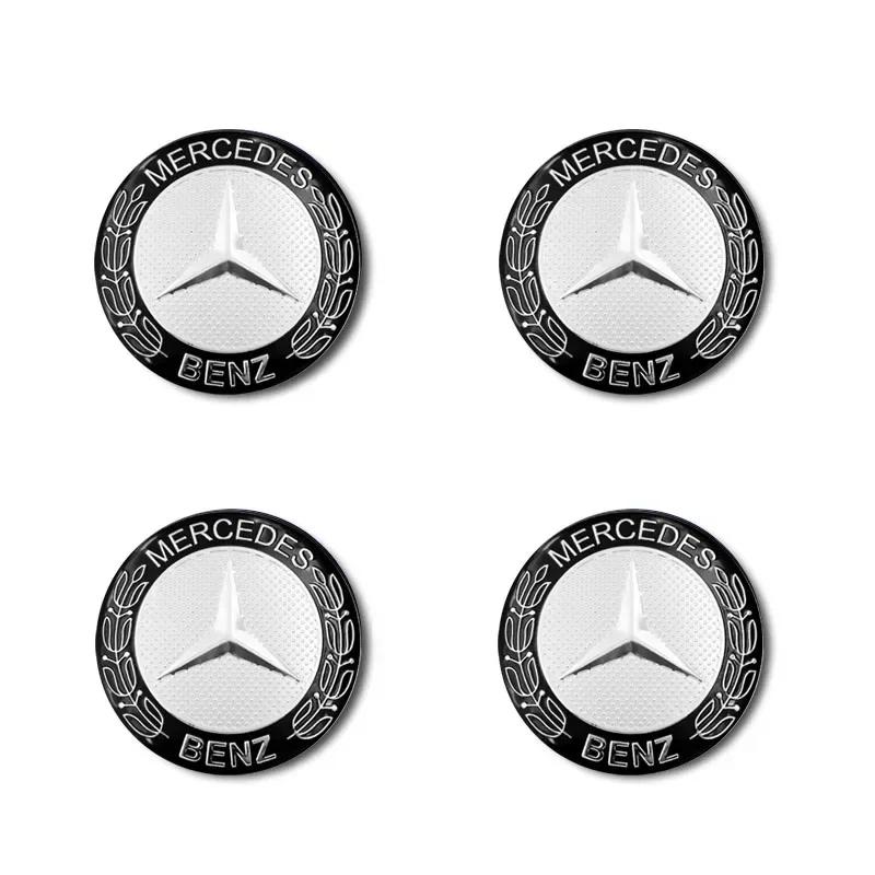 Car Sticker 4Pc Car Wheel Hub Center Cap Sticker Metal Emblem Sticker For Mercedes-Benz AMG C450 C200 C220 C250 C300 C400 W205 S