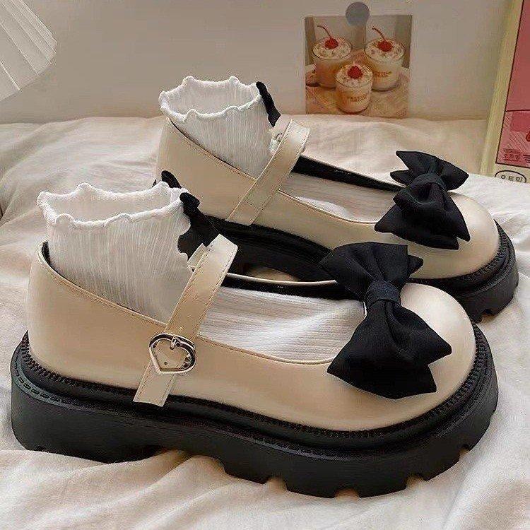 FiveFive Женские туфли на платформе с милым бантом Туфли Мэри Джейн Женские туфли с пряжкой на ремне