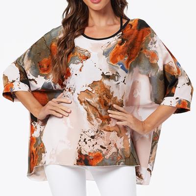 Шифоновые туники больших размеров с цветочным принтом, блузки для женщин, летние рубашки в стиле «летучая мышь» в стиле бохо, пляжные накидки