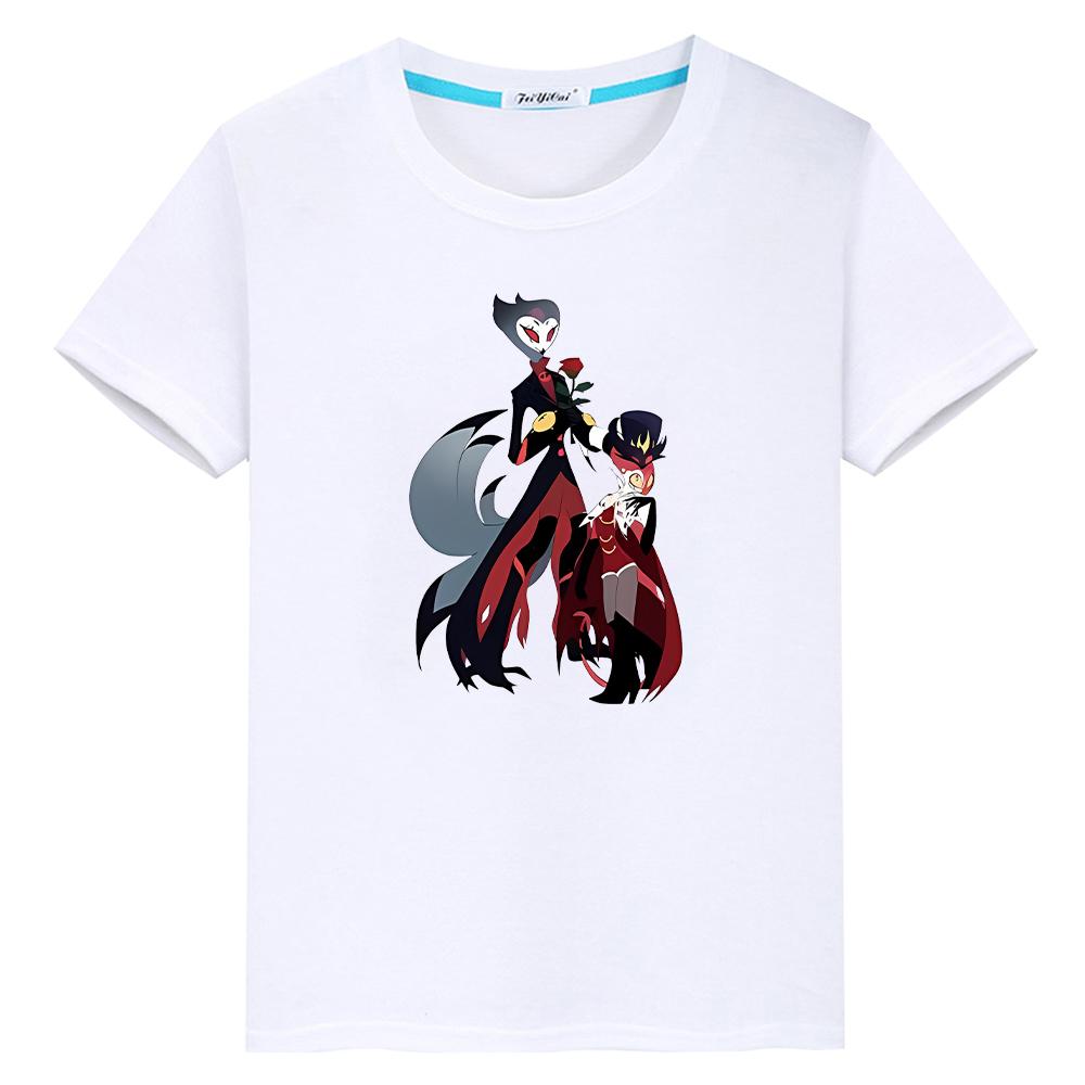 helluva boss Print Kawaii Cute Tees t shirt for kids boy10year 100%Cotton Short pride tshirt anime Tops Christma y2k girl clothe