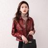 New Autumn and Winter Genuine Leather Jacket Women's Short Oil Waxed Sheepskin Small Leather Jacket