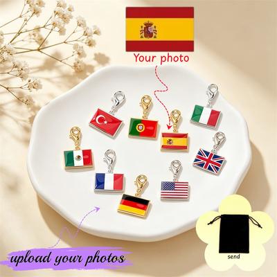 Индивидуальный фотофлаг квадратный кулон из нержавеющей стали модный DIY ожерелье браслет цепочка для сумки записи воспоминания о путешествиях