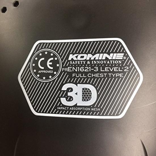 Komine Motorcycle CE Level 2 Chest Armor Black 1119 CE Standard Level 2 Protector SK-808