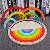 Wooden Rainbow Toys Blocks Learning Game Gifts Geometry Building Blocks Montessori Children Toys