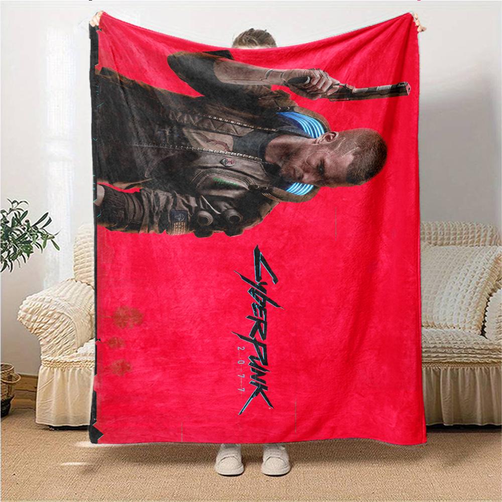 Cyberpunk Future Adventure Blanket Soft Throw Blanket For Home Bedroom Bed Sofa Travel Office Solid Christmas Blanket