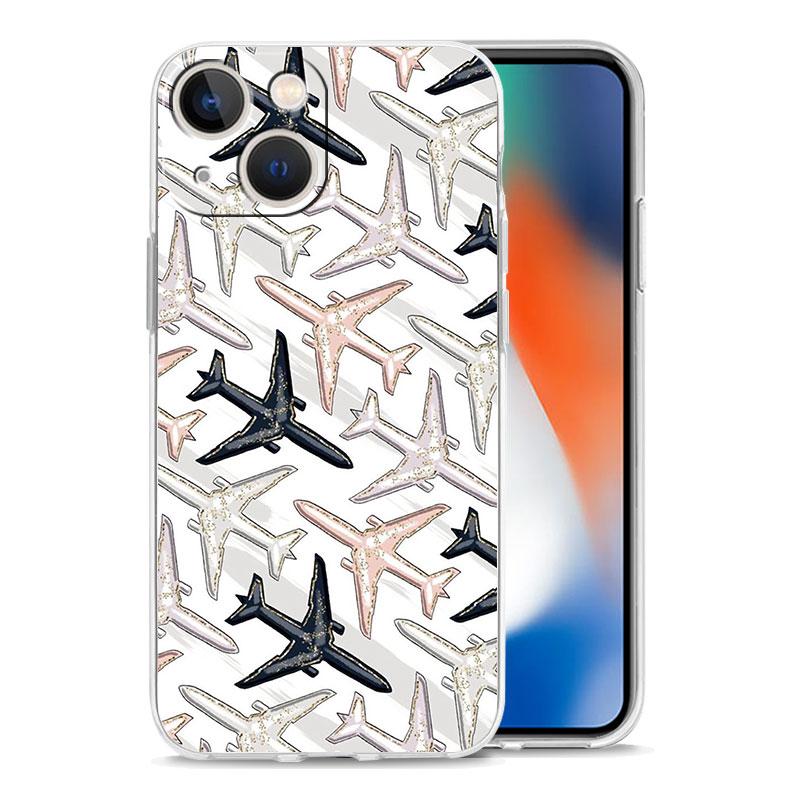 Чехол для телефона iPhone 17 Air Cases iPhone 16 15 12 13 14 Pro Max SE 7 8 Plus iPhone11 Прозрачный Мягкий Чехол С рисунком самолета