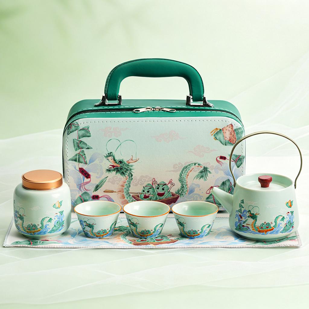 Wind Dragon Boat Festival merchandise travel tea set company corporate activities business practical souvenirs high-end