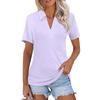 Women's Fashion Casual Lapel Short Sleeve Solid Color Shirt Women's V-Neck Tops