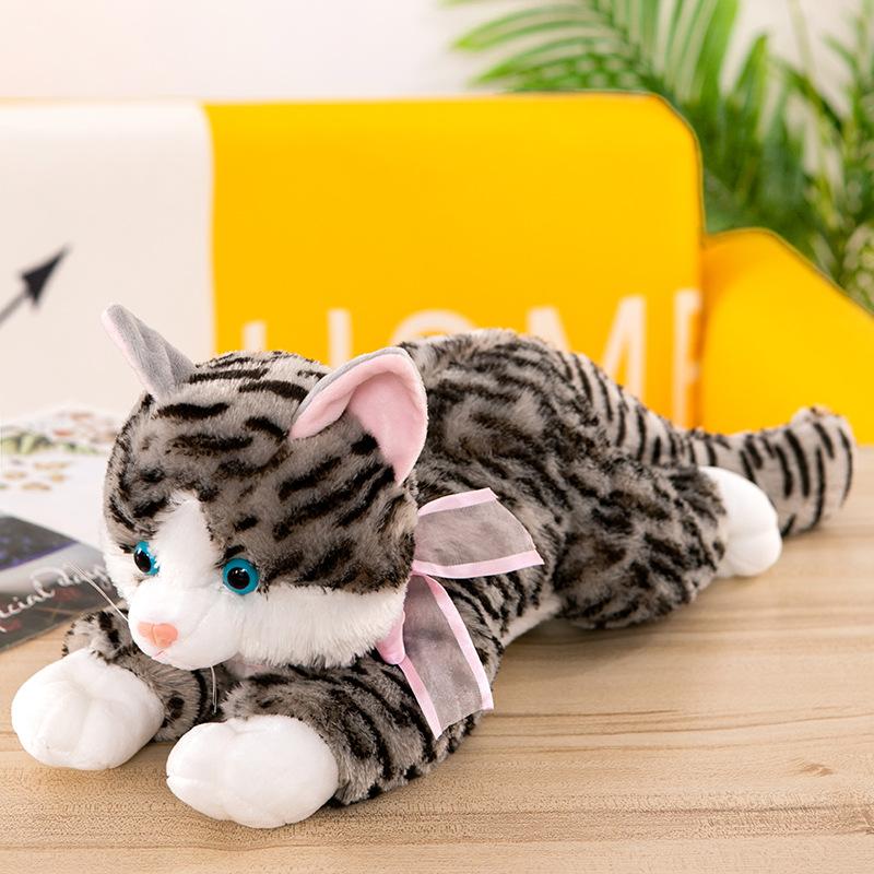 Игрушка-кот, лежащий, плюшевая, для ярмарки, кольцо-украшение, кукла для девочек в офис, будет называться полосатый кот