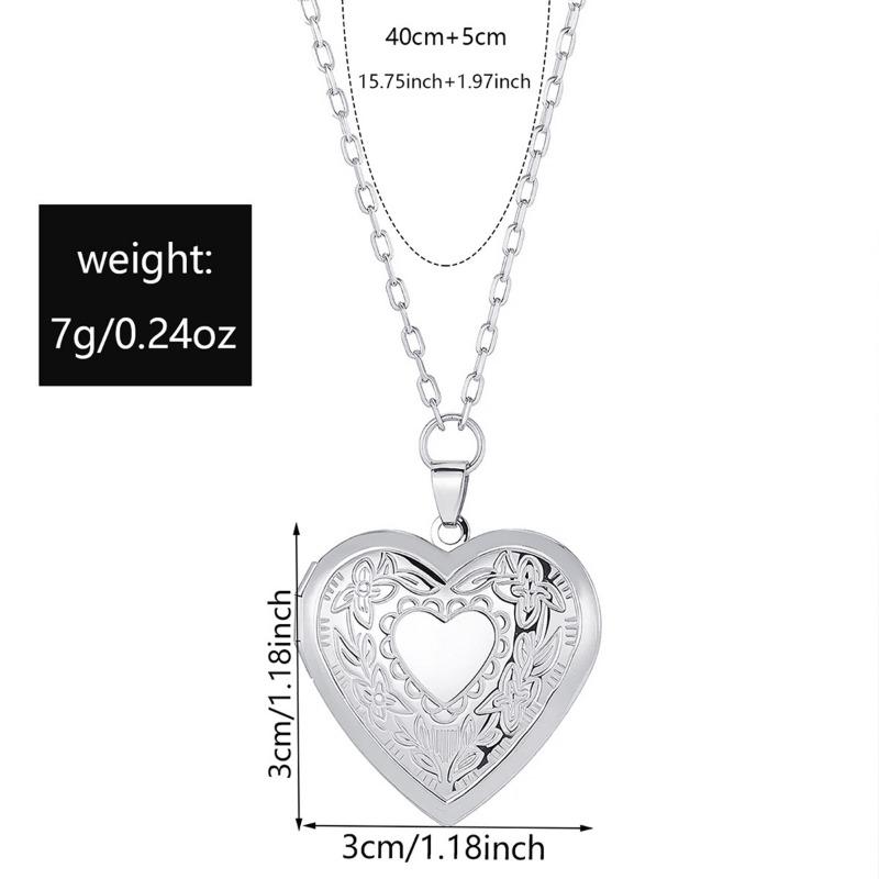 Couple Love Pendant Mother's Day Necklace Exquisite Can Be Opened Photo Frame Peach Heart Collarbone Chain Women