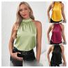 Summer Polyester Vest Women's Solid Color Off Shoulder Hanging Neck Sleeveless Top