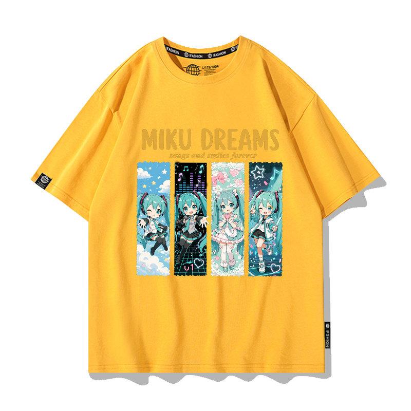 Hatsune Miku Co Branded Pure Cotton Printed Unisex and Unisexs Virtual IP Short Sleeve New Fashion Design Sense Korean InA Tshirt