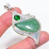 Green Apatite, Diopside Handmade 925 Sterling Silver Jewelry Pendant 2.76" Q0E33