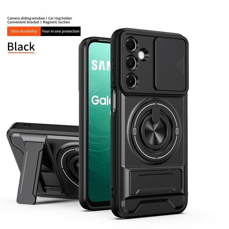 Бронированный чехол для Samsung Galaxy A37 A56 A36 A16 A26 A06 A17 A07 A55 A35 A25 A15 5G с магнитной подставкой-держателем, кольцом, защитой объектива