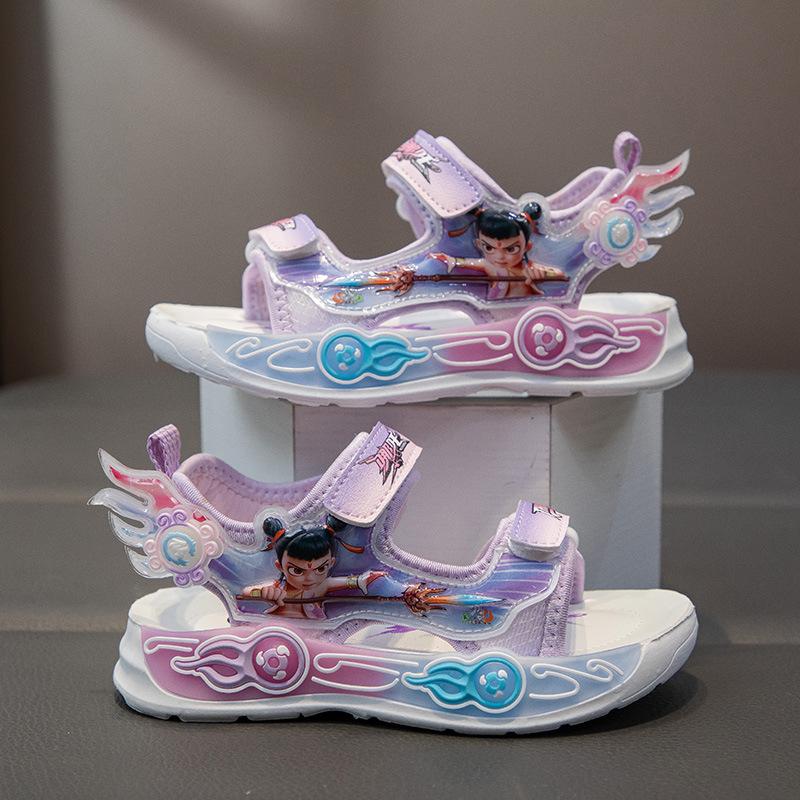 Девочки сандалии 2025 лето новый мультяшный повседневный детский пляжная обувь мягкая подошва спортивные сандалии обувь для детей среднего и старшего возраста