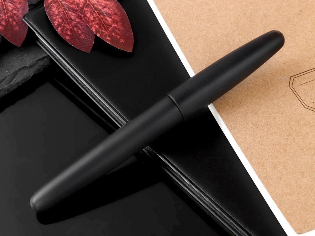 WANCHER DREAM PEN Ручка из настоящего эбонита матового черного цвета, форма сигары, перьевая ручка, экстратонкое перо (EF (Позолоченный))