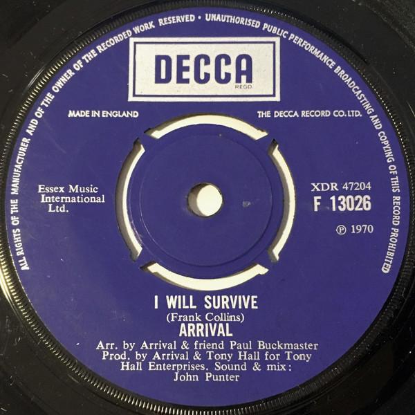 Прибытие 7-дюймовой пластинки - I Will Survive F13026 Decca 1970 UK Pop Б/у