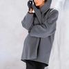 Women's Fashion Autumn and Winter Coat Multi-color Crew Neck Loose Hooded Jacket Woolen Coat