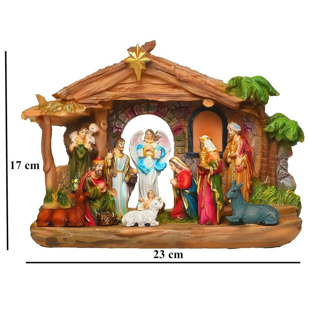 НОВЫЙ комплект для детской кроватки, идеальный для рождественского подарка | Декор (Пакет - Мария, Иосиф, Младенец Иисус, Ангел, 3 волхва, Пастух, 7 животных (6 в (Детская кроватка с набором)