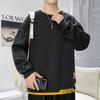 Round Neck Long-sleeved T-shirt Men's Loose Trendy Brand Fashion Sweatshirt Hong Kong Style Versatile Simple Ins Student Casual Top Spring and Autumn