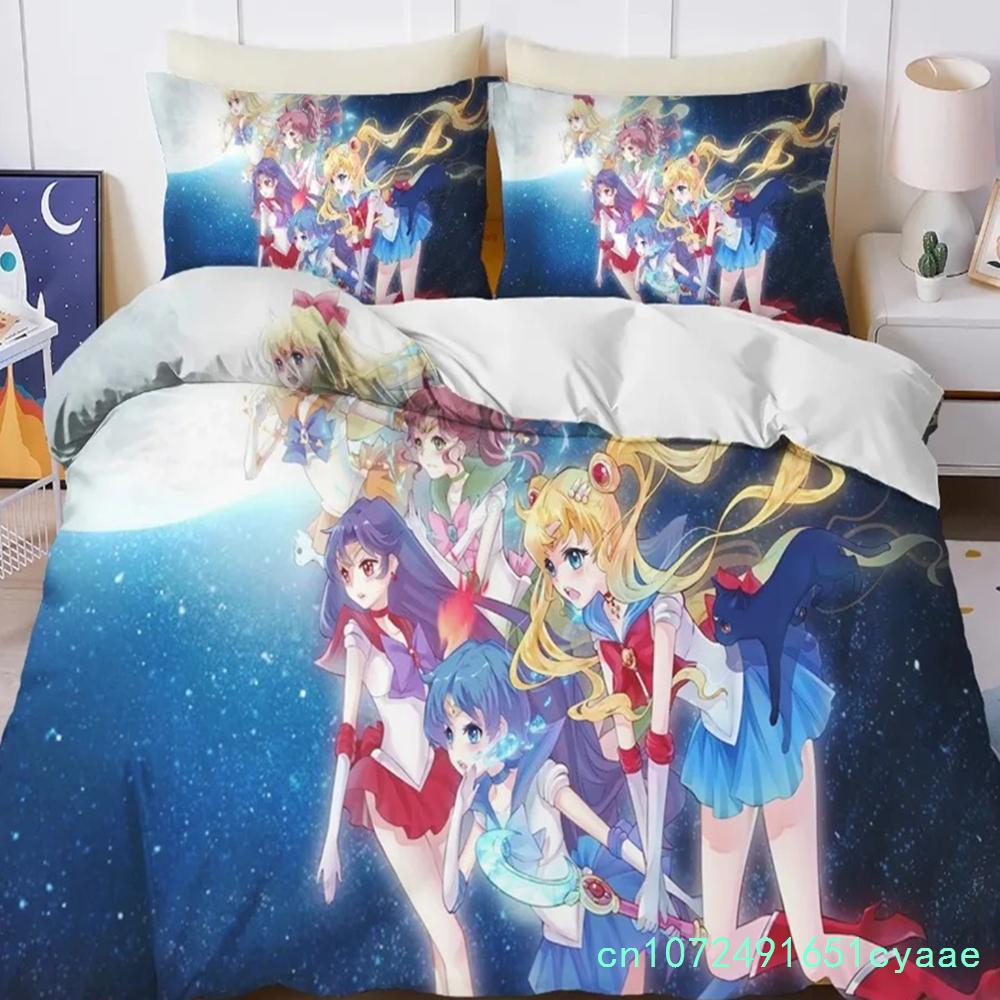 Новый комплект постельного белья Sailor Moon, комплект постельного белья в японском стиле с изображением аниме Sailor Moon, красивое детское одеяло с милым принтом для дома