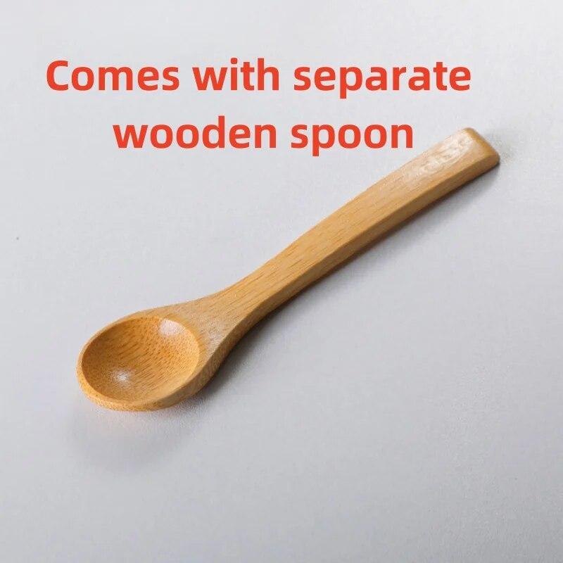 3pcs Set Glass Seasoning Jars with Bamboo Lid Spoon and Storage Tray Salt Sugar Spices Food Storage Container Kitchen Oraganizer