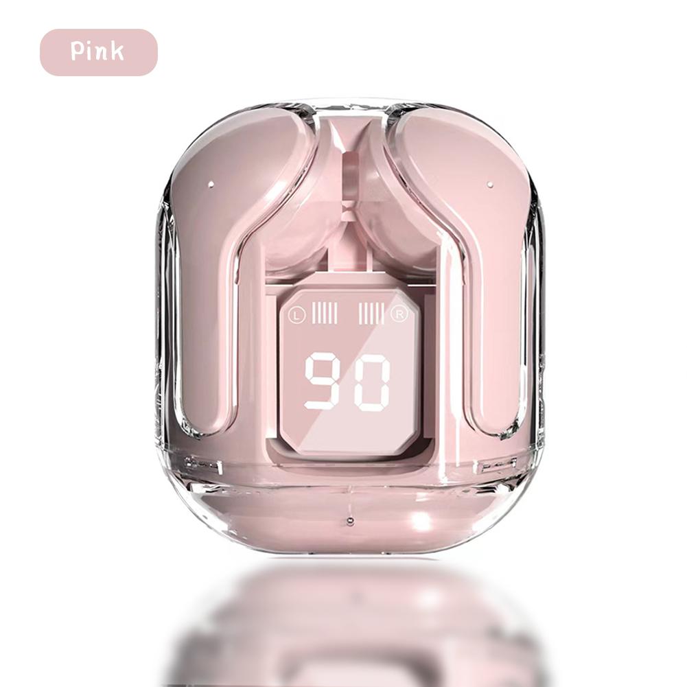 Transparent Wireless Bluetooth Earbud Noise Canceling Stereo Headphone with Digital Display Charging Case Waterproof Gaming