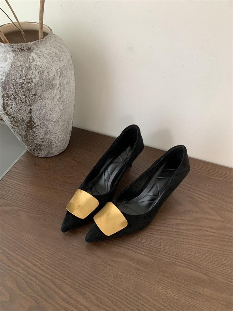 Туфли женские с острым носком на тонком каблуке с леопардовым принтом весна-осень 2024 новый темперамент замшевые туфли с квадратной пряжкой и блестками на высоком каблуке