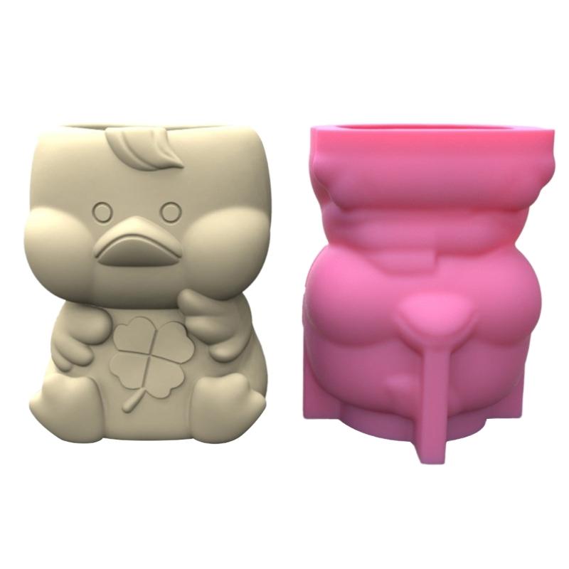 Little Duck Succulent Flower Silicone Mold Concrete Candlestick Resin Mould Succulent Planter Craft Casting Tool