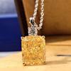 Sterling  Yellow Square Cubic Zirconia Pendent Necklace Women Delicate Engagement Necklace Trendy Jewelry Gifts