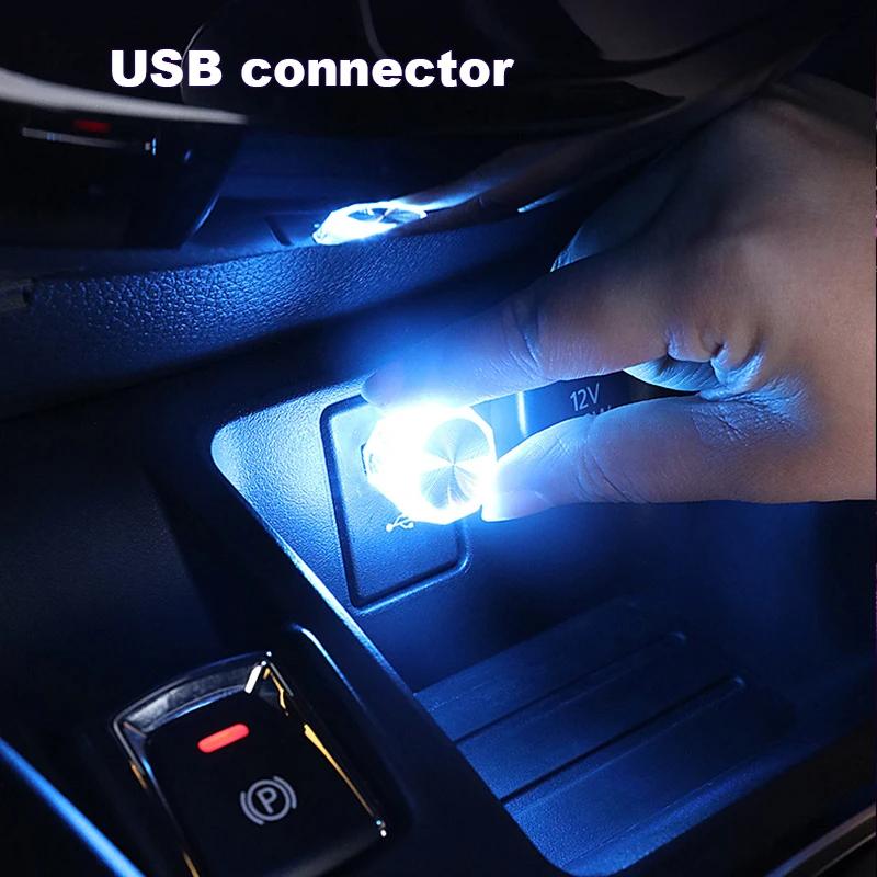 Мини USB автомобильный светодиодный атмосферный автоматический фонарь для ночника неоновый светильник для салона аварийный светильник для зарядки мобильного компьютера книжный светильник