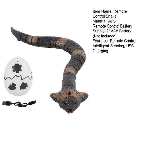 Remote Control Snake Rechargeable Realistic RC Snake Toy with Remote Control Smart Sensing Cat Toy Infrared Controller Snake Toys Prank Gifts for Kids