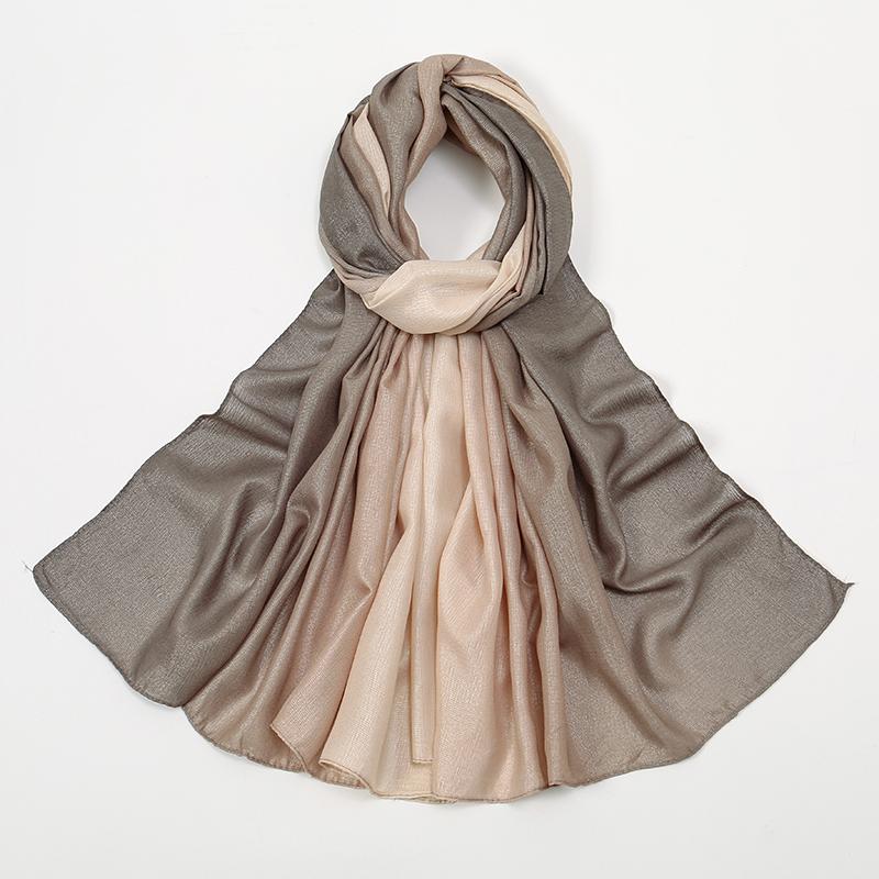 Women Glitter Shiny Hijab Scarf Gradient Shawls Muslim Ombre Turban Islam Ladies Shimmer Elegant Stole Gradient Shawl Tippet